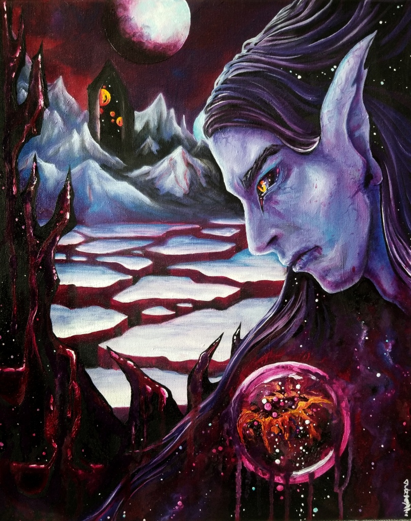 Kristian Argor sci-fi oil painting of Ralyn in outer space for the Last Grim King Morgan Argor Strange or Erica Ciko